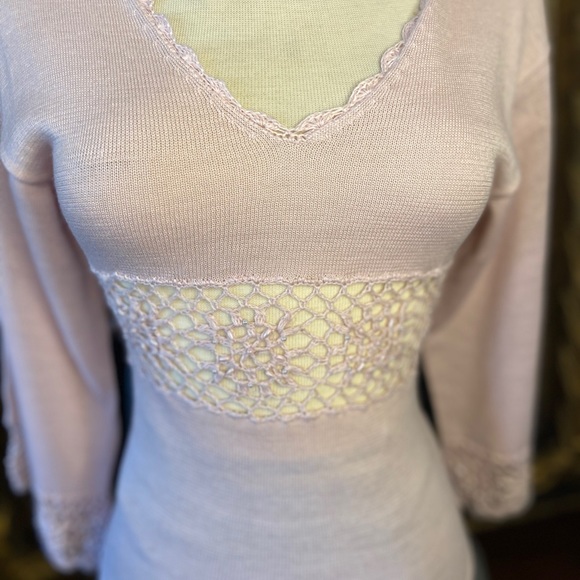 Vintage Style Knitted top with beads & crochet waist top - Picture 2 of 6